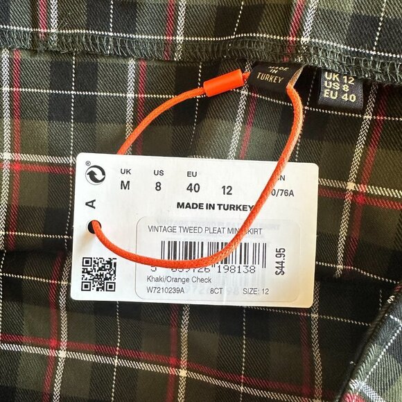 Women's 8 NWT Superdry Vintage Tweed Pleat Mini Skirt Plaid Pleated School Girl - Picture 10 of 12